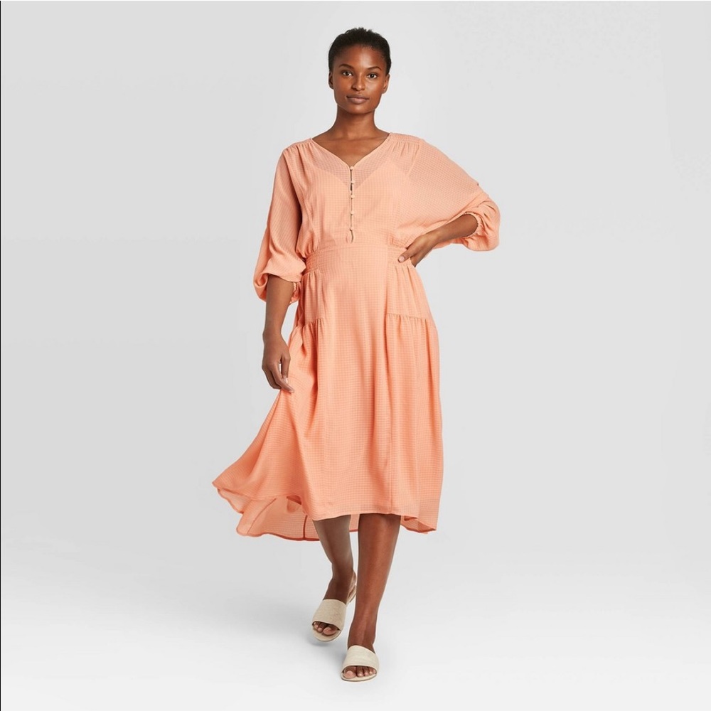 Prologue Balloon long sleeve dress - Coral